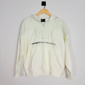 Nike Sportswear 1/2 zip Hooded Jacket Hoodie White Oversized XS